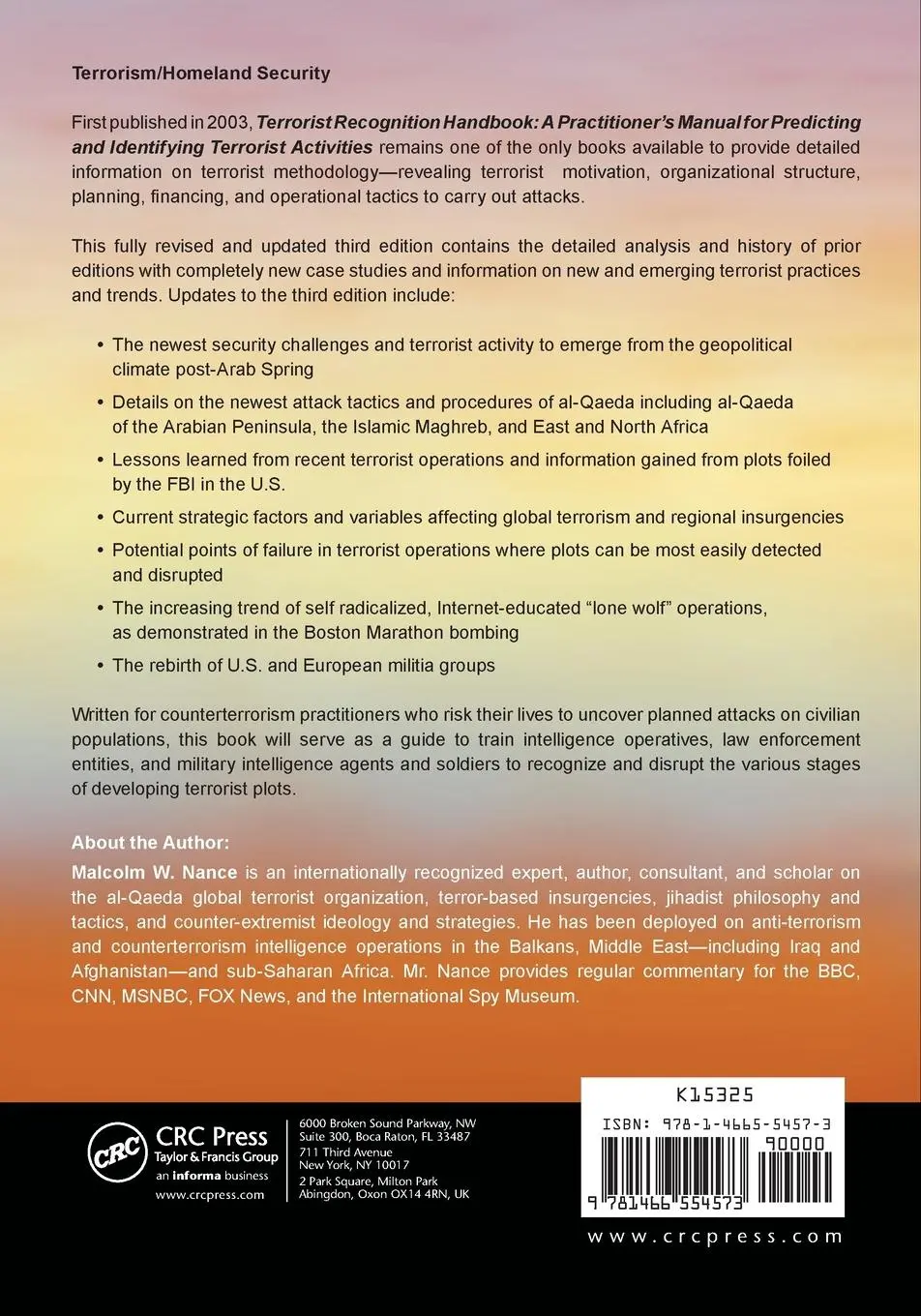 Rückseite: 9781466554573 | Terrorist Recognition Handbook | Malcolm W. Nance (u. a.) | Buch