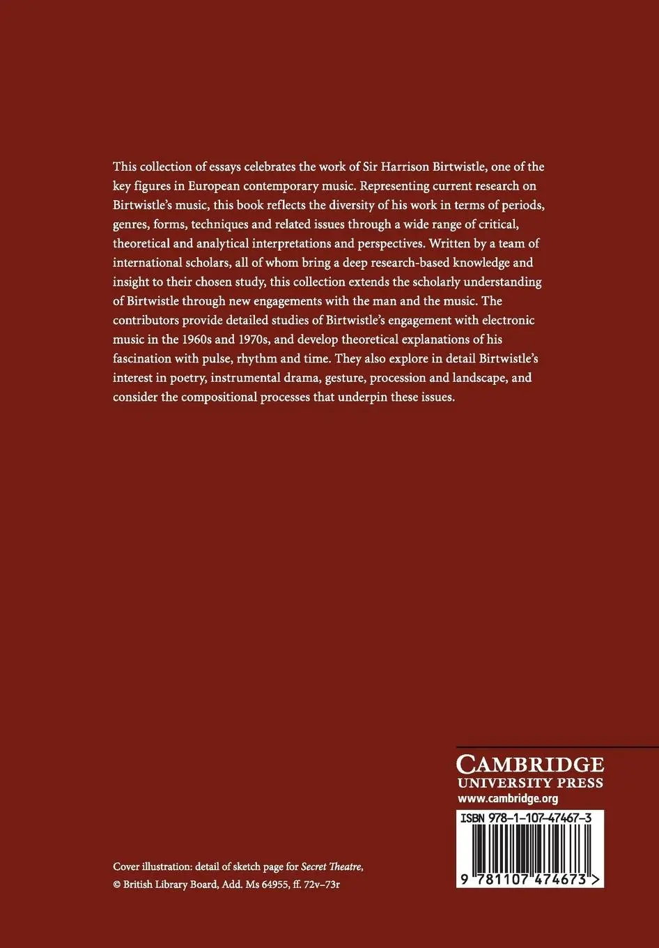Rückseite: 9781107474673 | Harrison Birtwistle Studies | David Beard (u. a.) | Taschenbuch | 2017