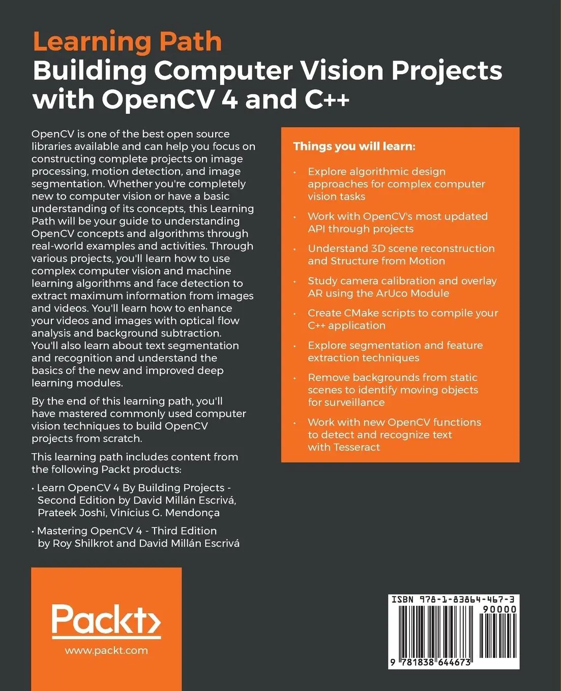 Rückseite: 9781838644673 | Building Computer Vision Projects with OpenCV 4 and C++ | Taschenbuch