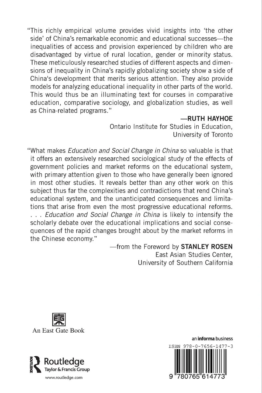 Rückseite: 9780765614773 | Education and Social Change in China | Gerard A. Postiglione | Buch