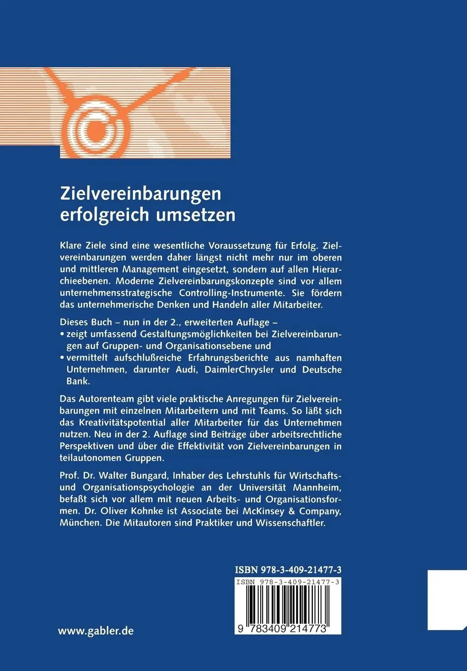 Rückseite: 9783409214773 | Zielvereinbarungen erfolgreich umsetzen | Oliver Kohnke (u. a.) | Buch