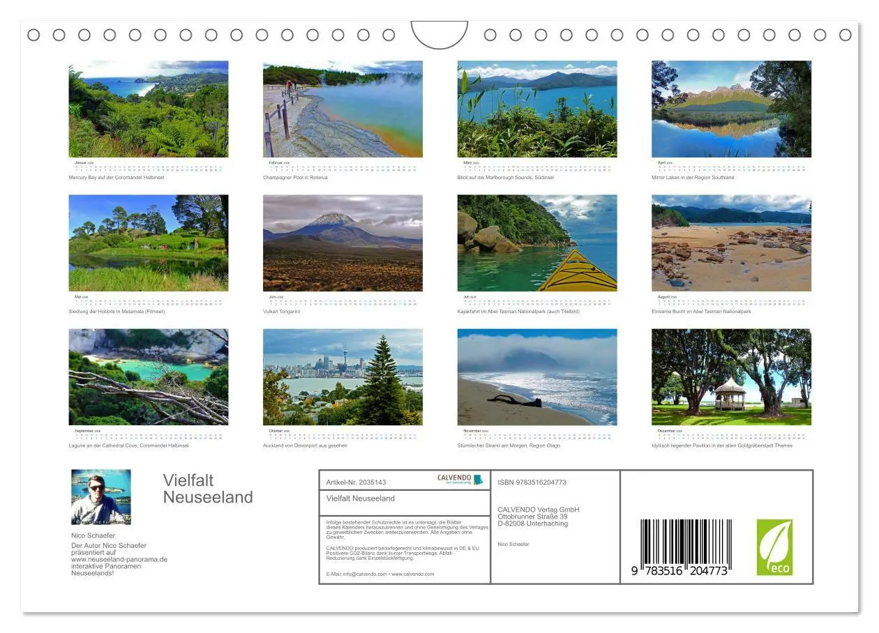 Bild: 9783516204773 | Vielfalt Neuseeland (Wandkalender 2026 DIN A4 quer), CALVENDO...