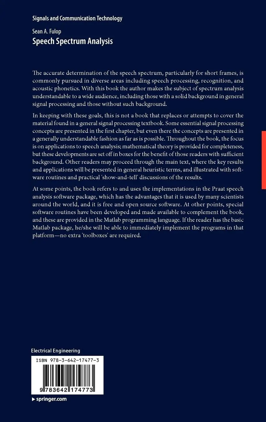 Rückseite: 9783642174773 | Speech Spectrum Analysis | Sean A. Fulop | Buch | xiv | Englisch