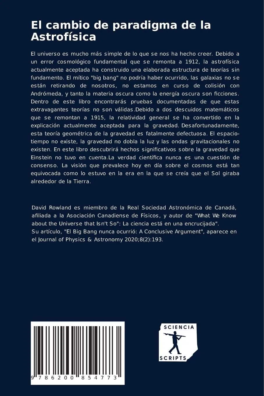 Rückseite: 9786200854773 | El cambio de paradigma de la Astrofísica | David Rowland | Taschenbuch