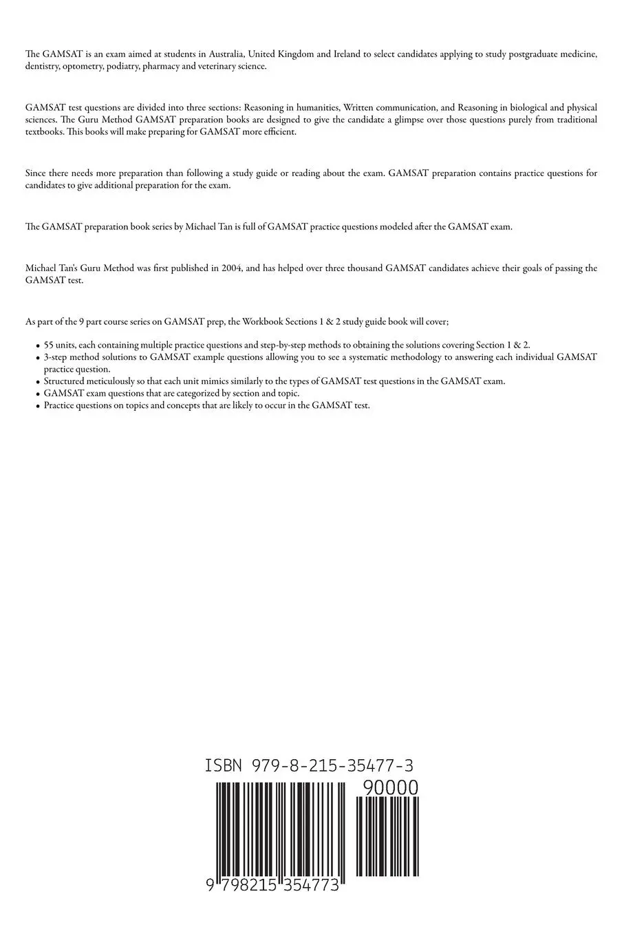 Rückseite: 9798215354773 | GAMSAT Preparation Workbook Sections 1 &amp; 2 | Michael Tan | Taschenbuch