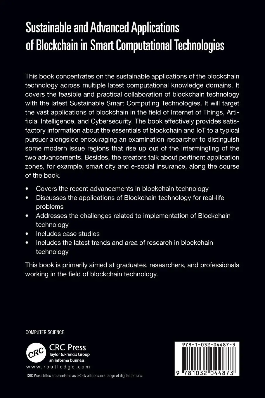 Rückseite: 9781032044873 | Sustainable and Advanced Applications of Blockchain in Smart...