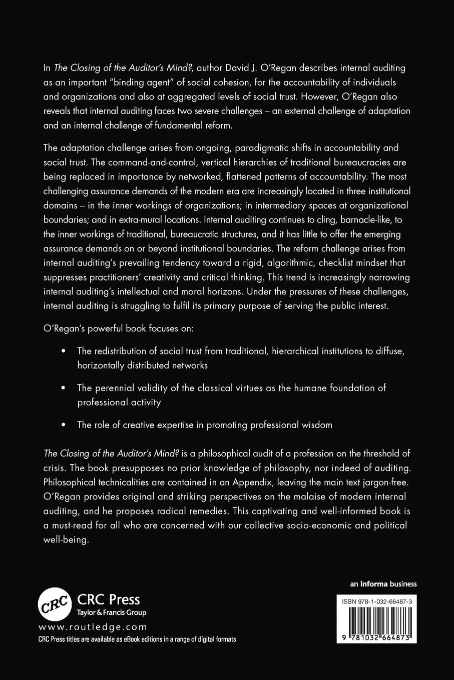 Rückseite: 9781032664873 | The Closing of the Auditor's Mind? | David J. O'Regan | Taschenbuch