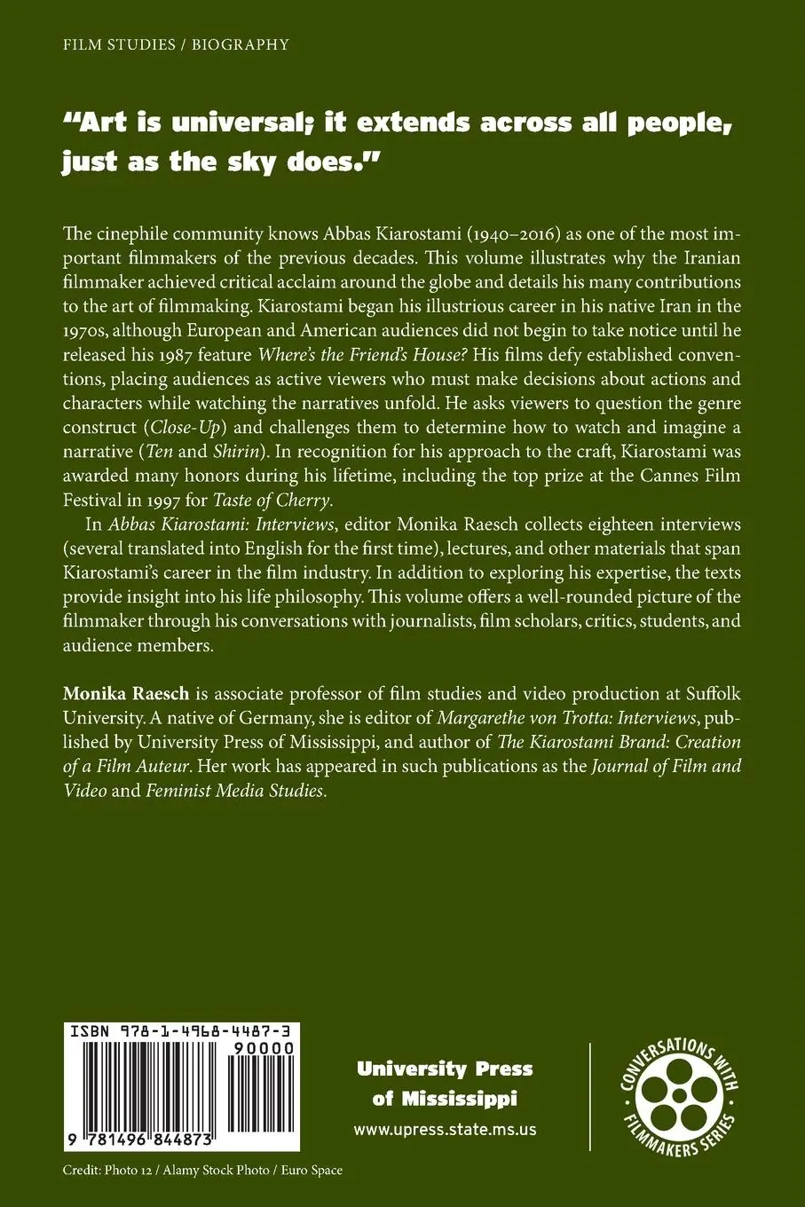 Rückseite: 9781496844873 | Abbas Kiarostami | Interviews | Monika Raesch | Taschenbuch | Englisch