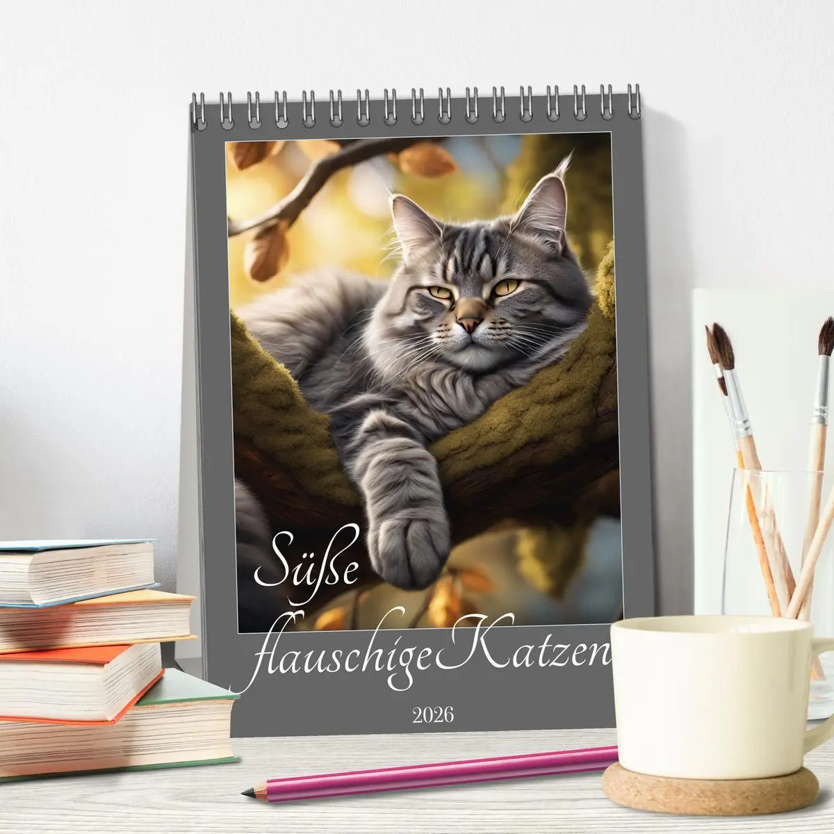 Bild: 9783516294873 | Süße flauschige Katzen (Tischkalender 2026 DIN A5 hoch), CALVENDO...