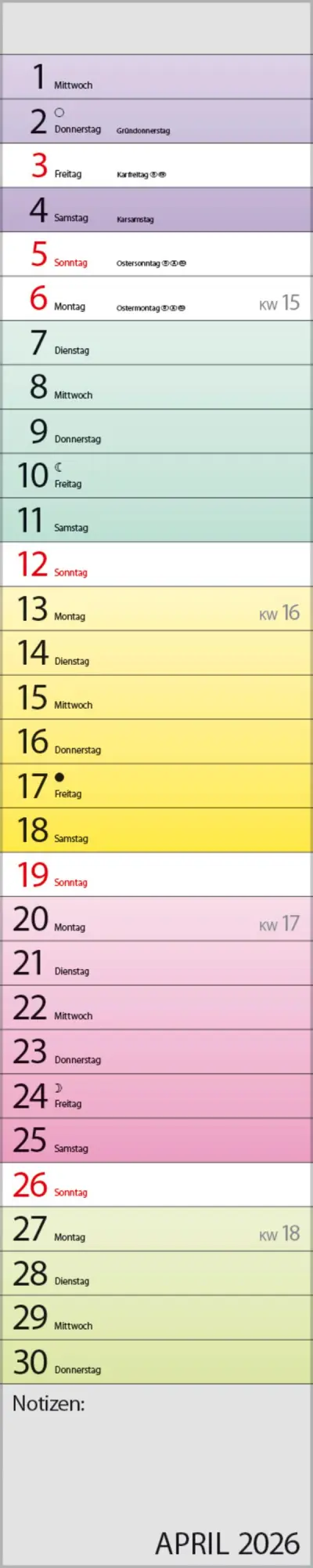 Bild: 9783731884873 | Planer Farbenspiel 2026 | Verlag Korsch | Kalender | Spiralbindung