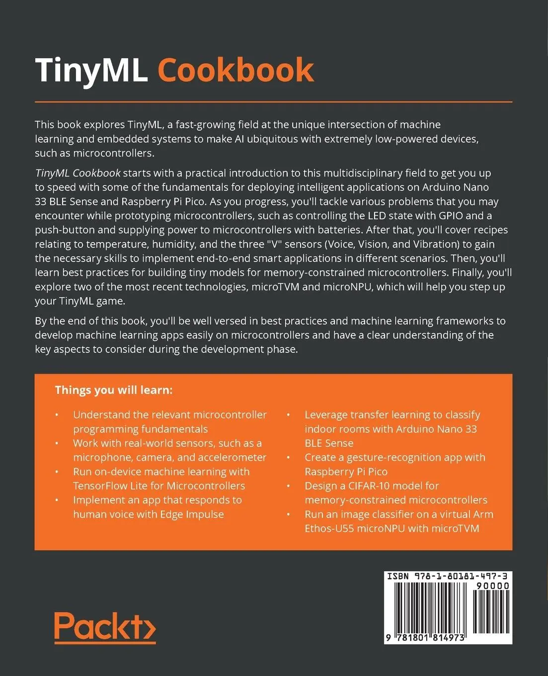 Rückseite: 9781801814973 | TinyML Cookbook | Gian Marco Iodice | Taschenbuch | Englisch | 2022