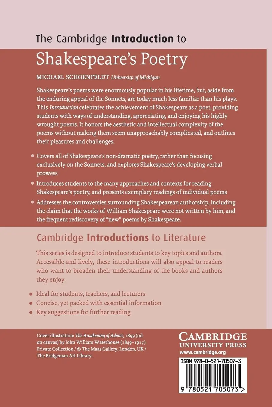 Rückseite: 9780521705073 | The Cambridge Introduction to Shakespeare's Poetry | Schoenfeldt