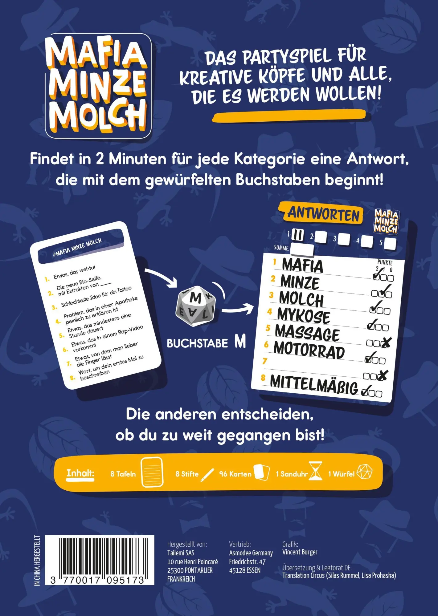 Bild: 3770017095173 | Mafia Minze Molch | Tailemi Studio | Spiel | TAID0001 | Deutsch | 2025