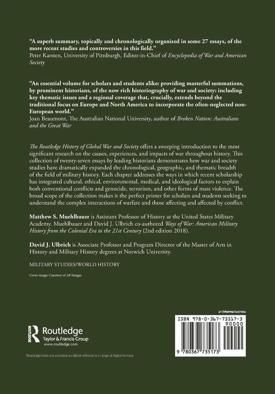Rückseite: 9780367735173 | The Routledge History of Global War and Society | Muehlbauer (u. a.)