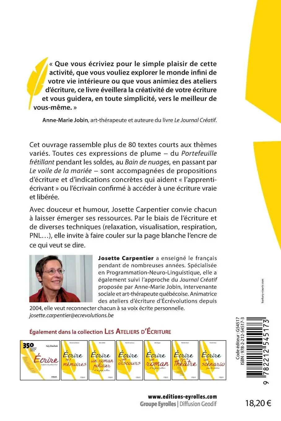 Rückseite: 9782212545173 | L'écriture créative: 80 exercices pour libérer sa plume et oser...