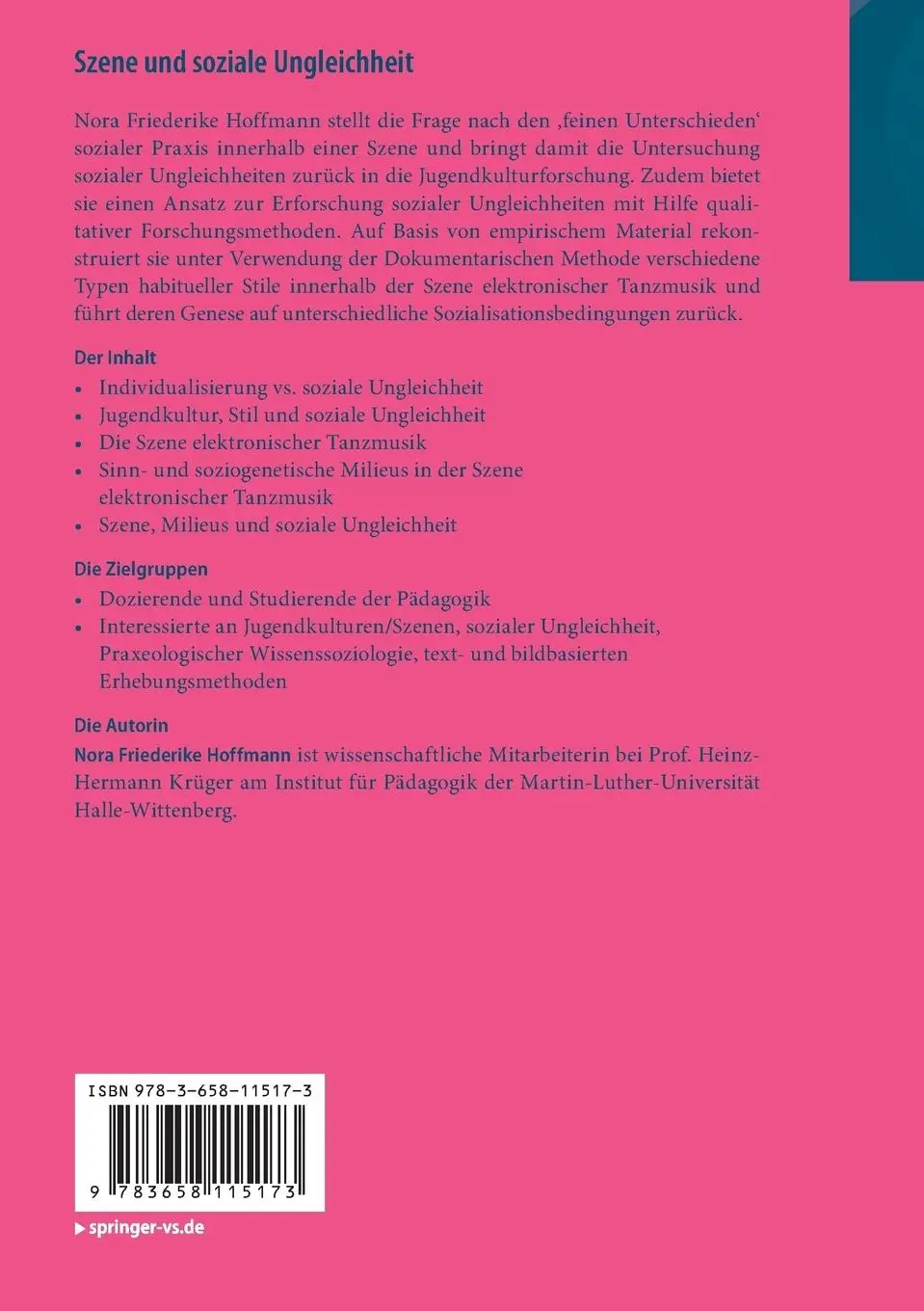 Rückseite: 9783658115173 | Szene und soziale Ungleichheit | Nora Friederike Hoffmann | Buch | x