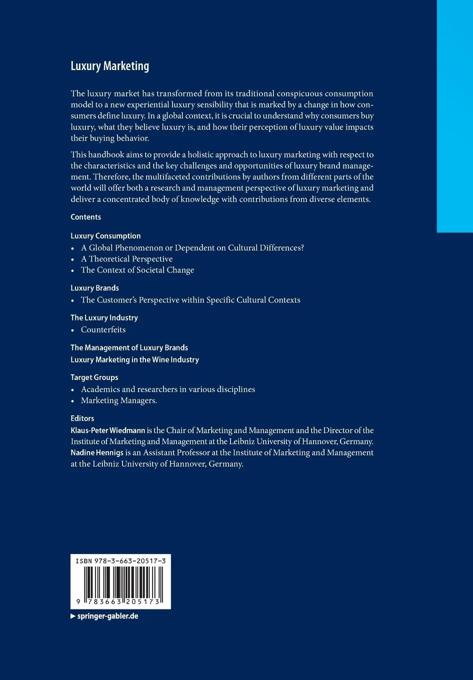 Rückseite: 9783663205173 | Luxury Marketing | A Challenge for Theory and Practice | Taschenbuch