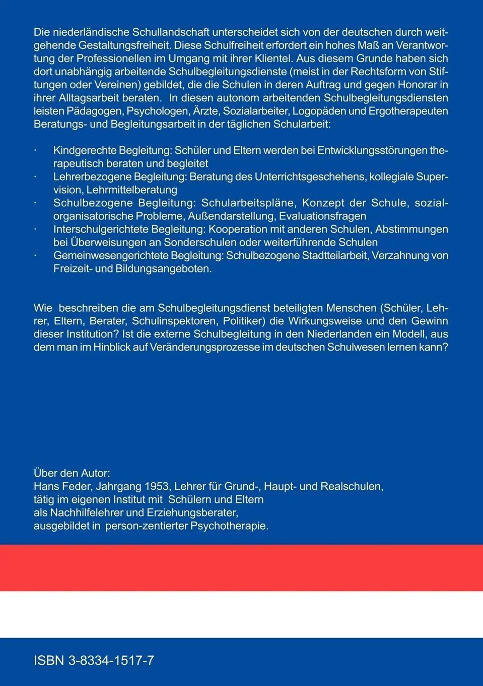 Rückseite: 9783833415173 | Externe Schulbegleitung in den Niederlanden | Hans Feder | Taschenbuch