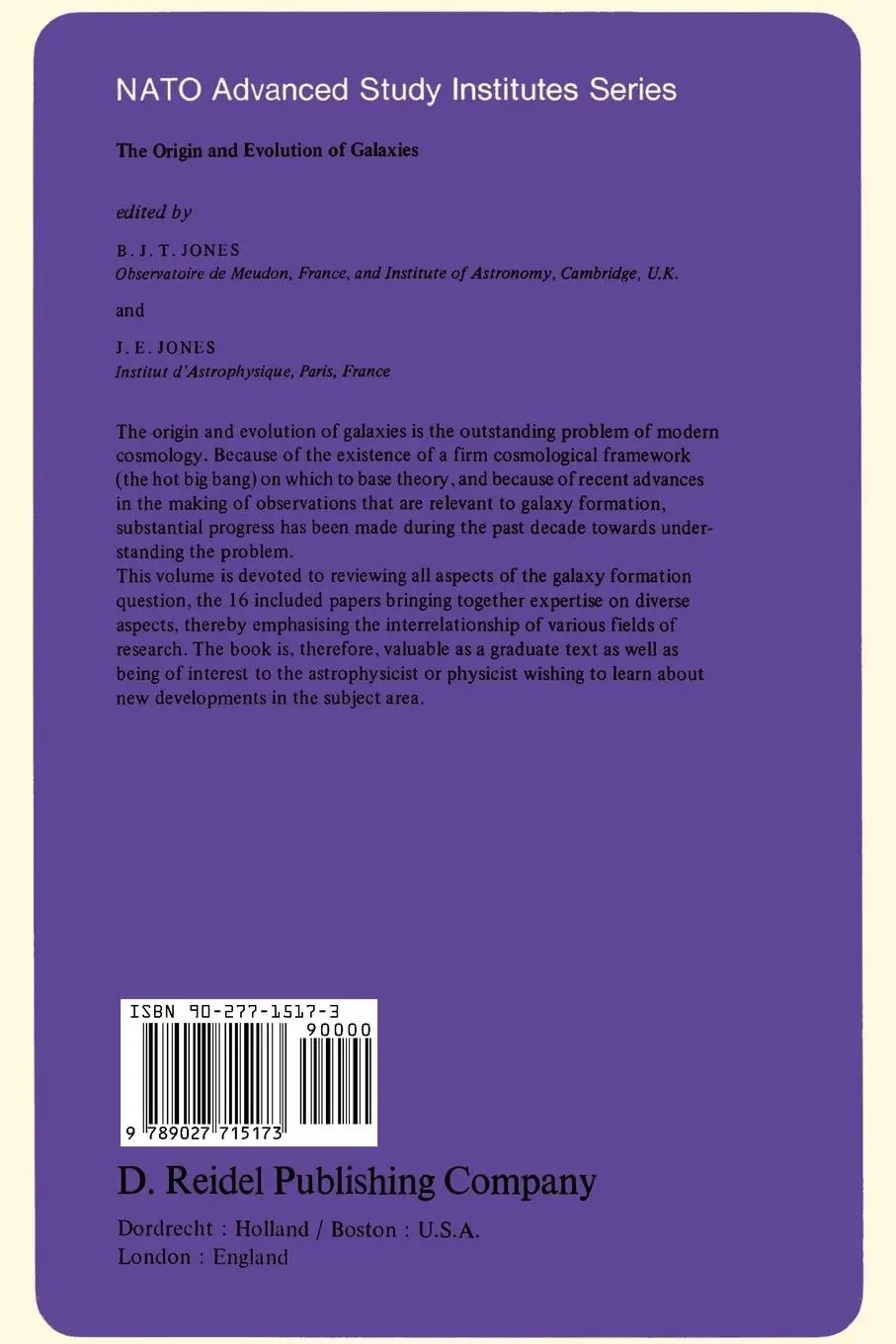 Rückseite: 9789027715173 | The Origin and Evolution of Galaxies | J. E. Jones (u. a.) | Buch