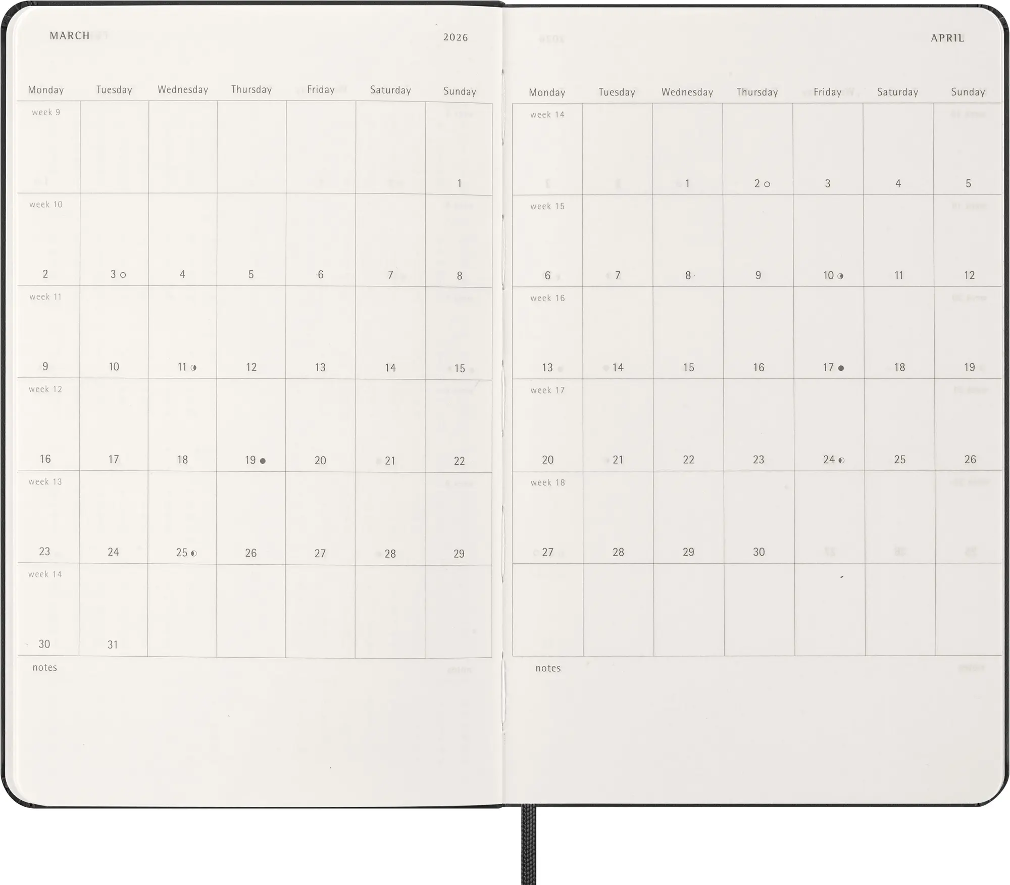 Bild: 8056999275273 | Moleskine 12 Monate Wochenkalender 2026, Large/A5, 1 Wo = 2 Seiten,...