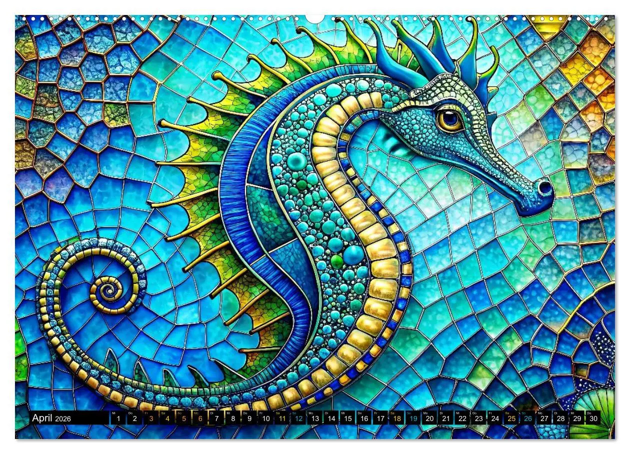 Bild: 9783457755273 | Seepferdchen - Modern Art (Wandkalender 2026 DIN A2 quer), CALVENDO...