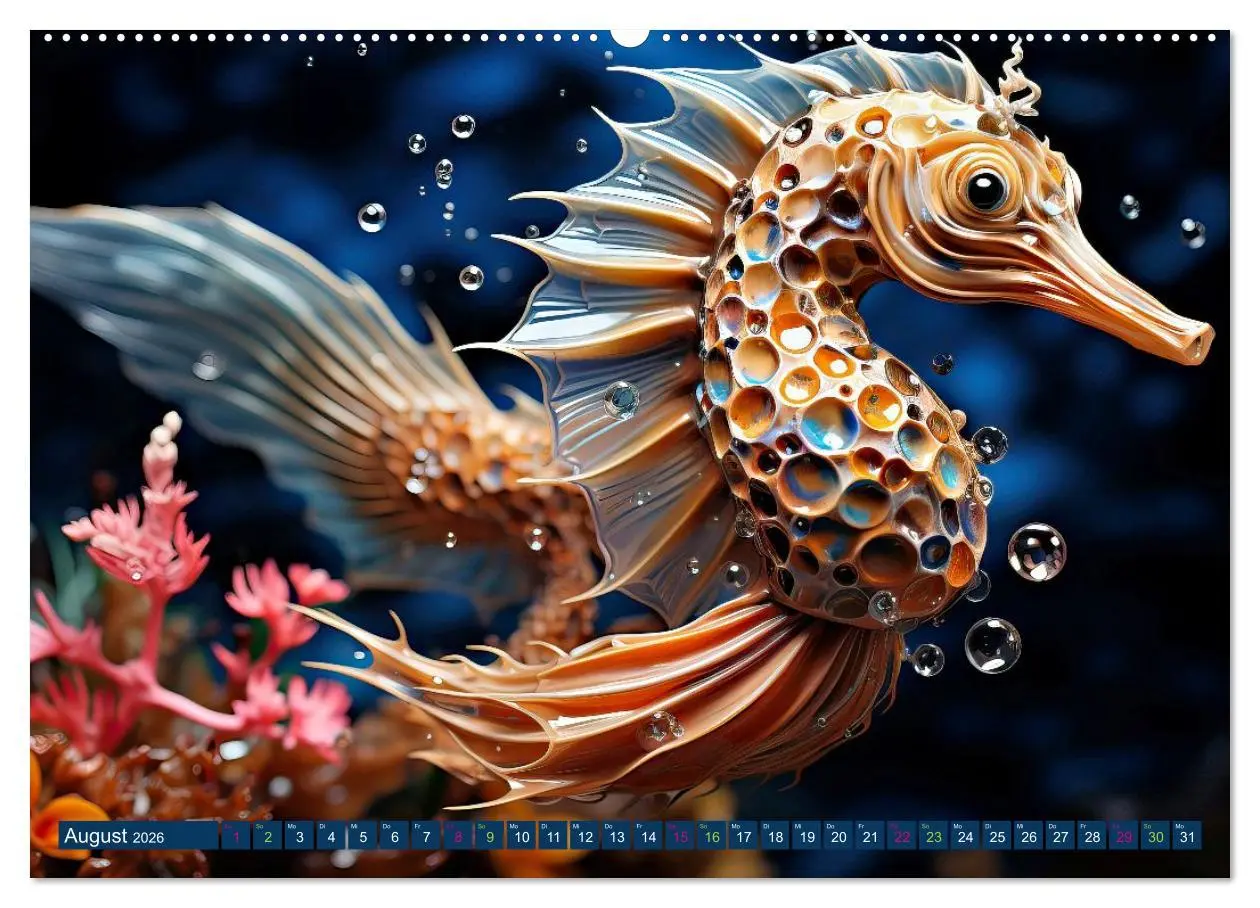 Bild: 9783457755273 | Seepferdchen - Modern Art (Wandkalender 2026 DIN A2 quer), CALVENDO...