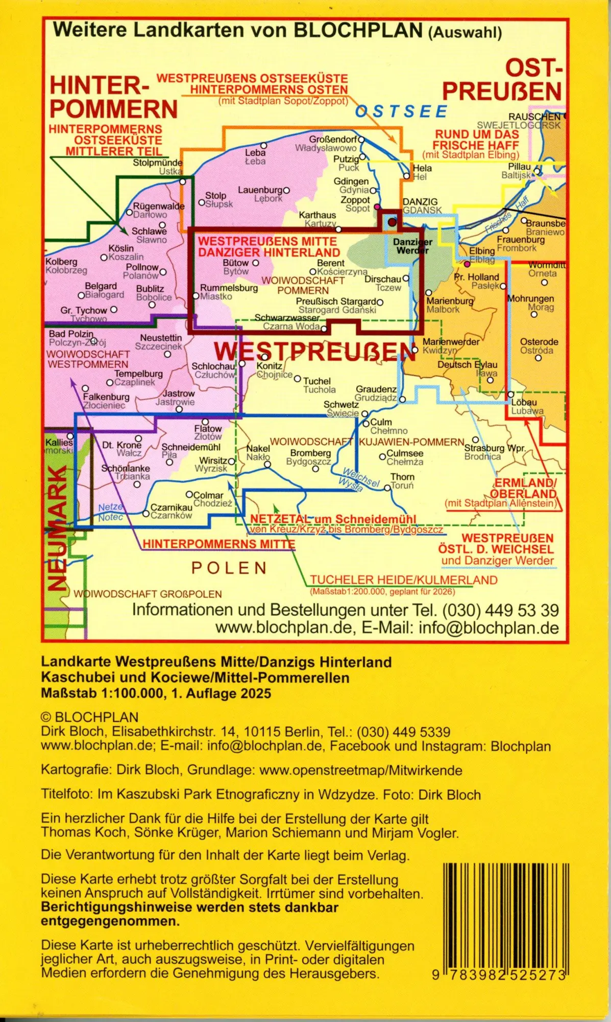 Bild: 9783982525273 | Landkarte Westpreußens Mitte/Danzigs Hinterland | Dirk Bloch | 2 S.