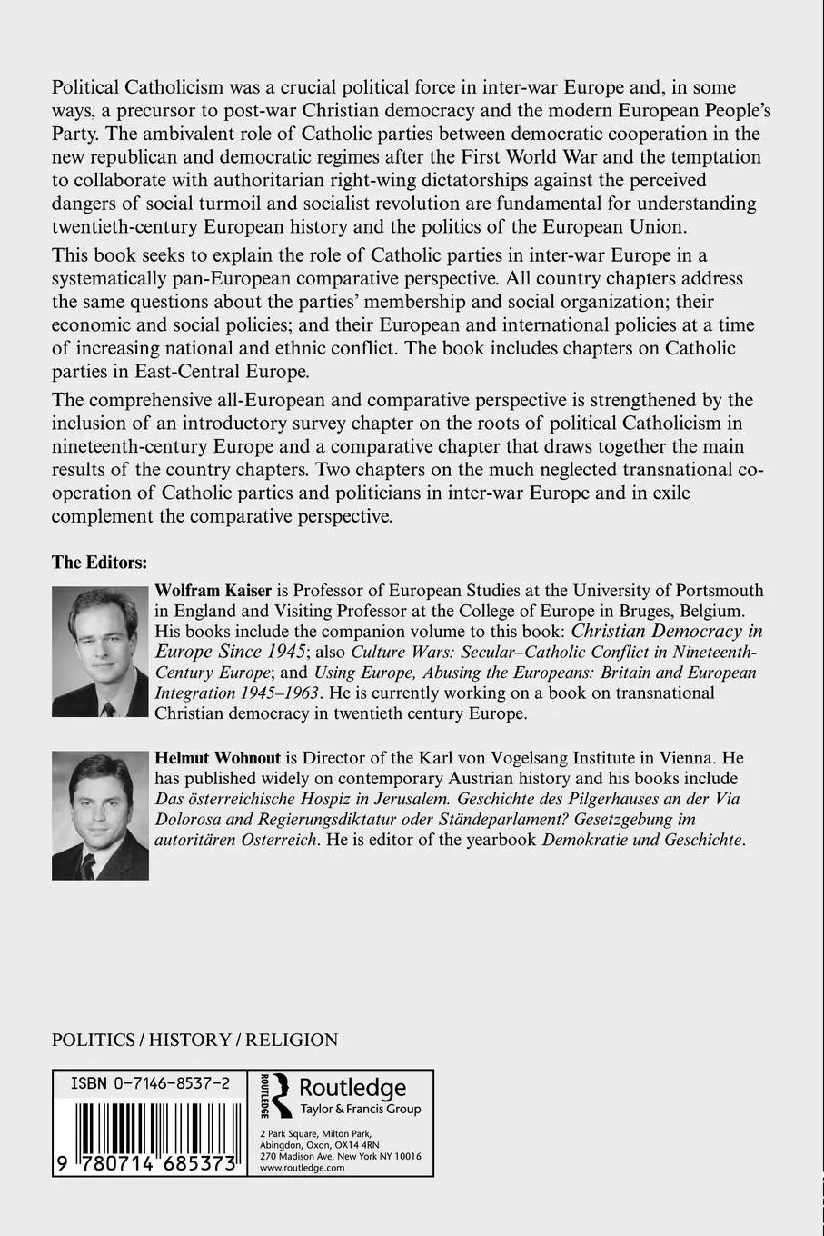 Rückseite: 9780714685373 | Political Catholicism in Europe 1918-1945 | Volume 1 | Kaiser (u. a.)