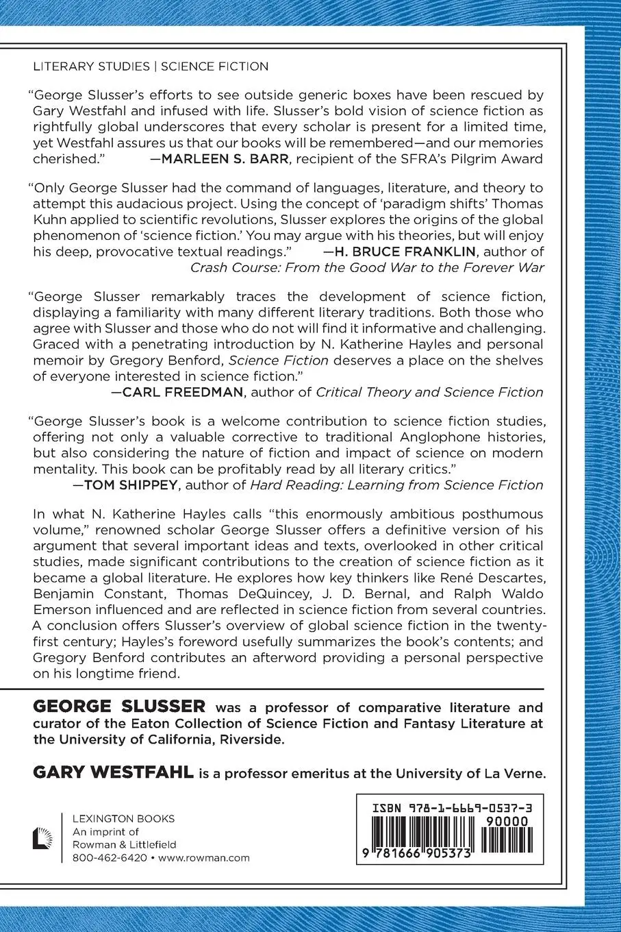 Rückseite: 9781666905373 | Science Fiction | Toward a World Literature | George Slusser | Buch