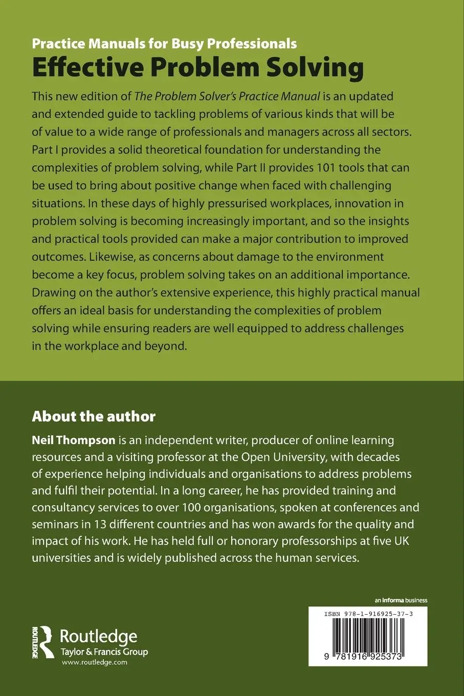 Rückseite: 9781916925373 | Effective Problem Solving | Neil Thompson | Taschenbuch | Englisch