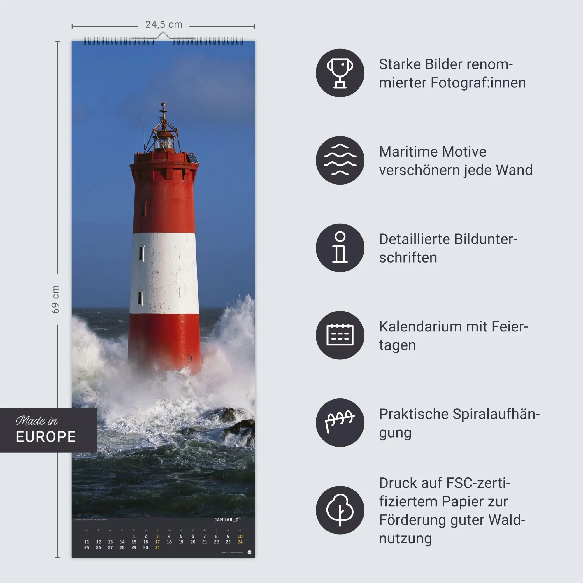 Bild: 9783756415373 | Jean Guichard: Leuchttürme Vertical Kalender 2027 | Jean Guichard
