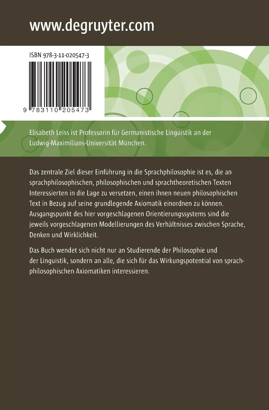 Rückseite: 9783110205473 | Sprachphilosophie | Elisabeth Leiss | Taschenbuch | Deutsch | 2009