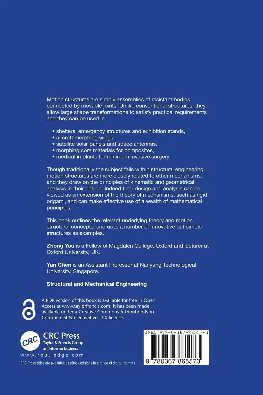 Rückseite: 9780367865573 | Motion Structures | Deployable Structural Assemblies of Mechanisms