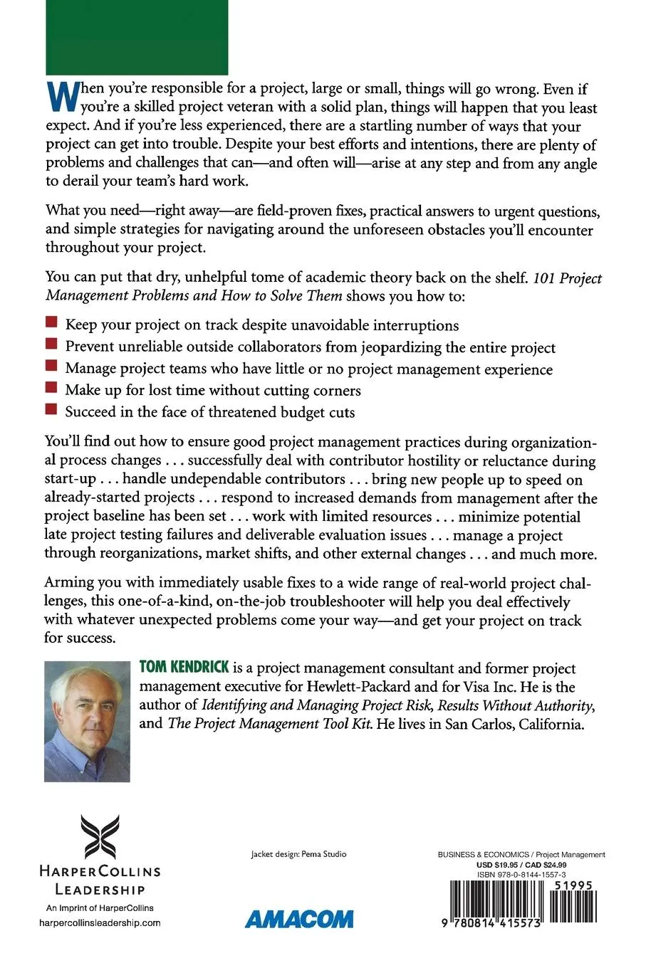 Rückseite: 9780814415573 | 101 Project Management Problems and How to Solve Them | Tom Kendrick