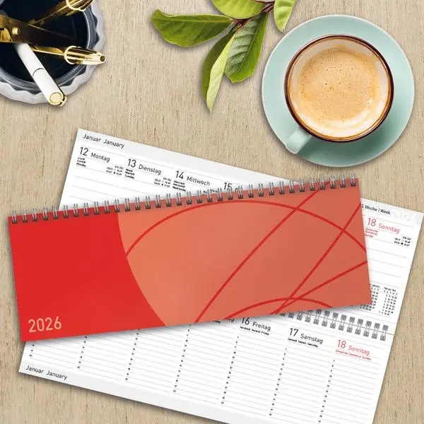 Bild: 9783731885573 | Tischkalender quer Professional Colourlux 2026 rot | Verlag Korsch
