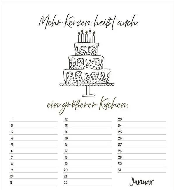 Bild: 9783819305573 | Geburtstagskalender Visual Words | Immerwährender Planer | Korsch