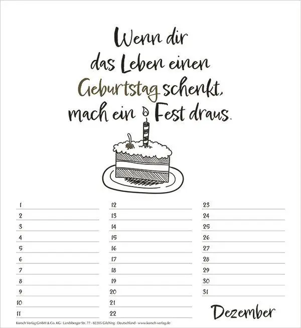 Bild: 9783819305573 | Geburtstagskalender Visual Words | Immerwährender Planer | Korsch