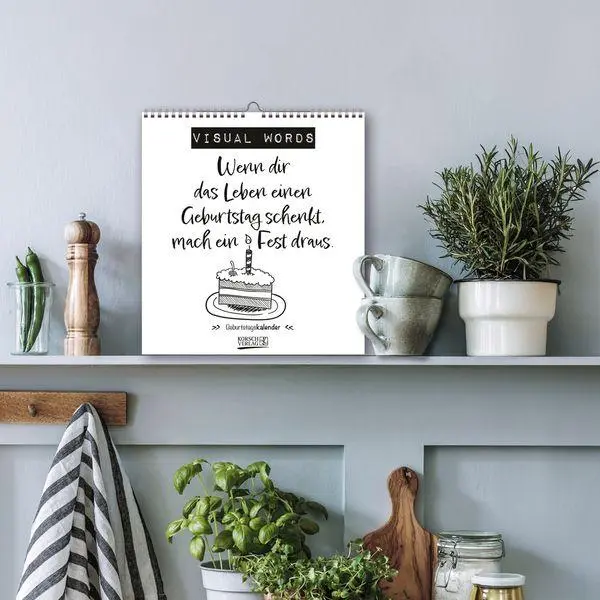 Bild: 9783819305573 | Geburtstagskalender Visual Words | Immerwährender Planer | Korsch