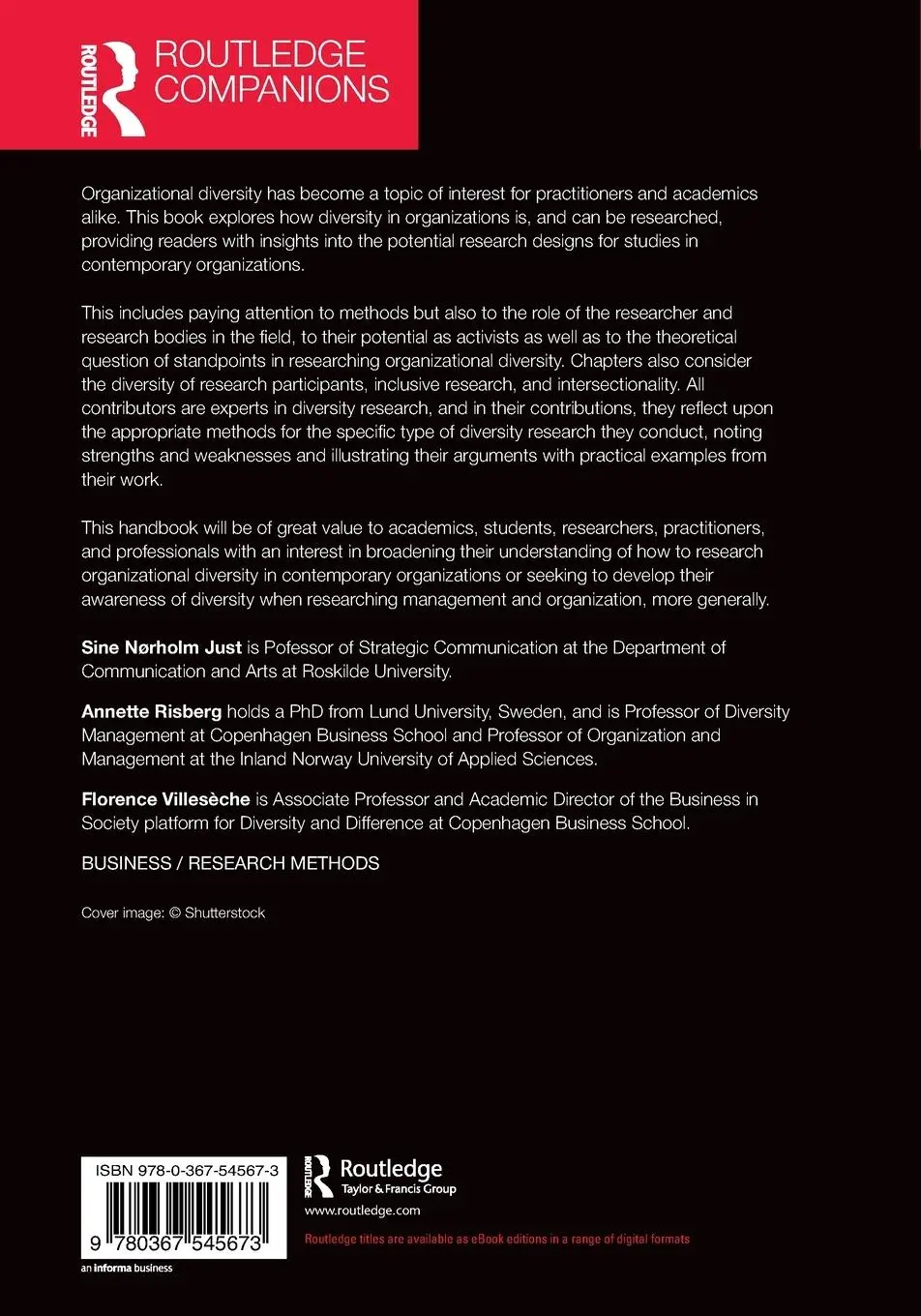 Rückseite: 9780367545673 | The Routledge Companion to Organizational Diversity Research Methods