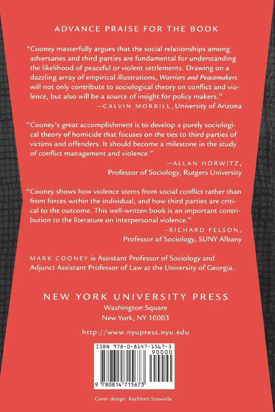 Rückseite: 9780814715673 | Warriors and Peacemakers | How Third Parties Shape Violence | Cooney