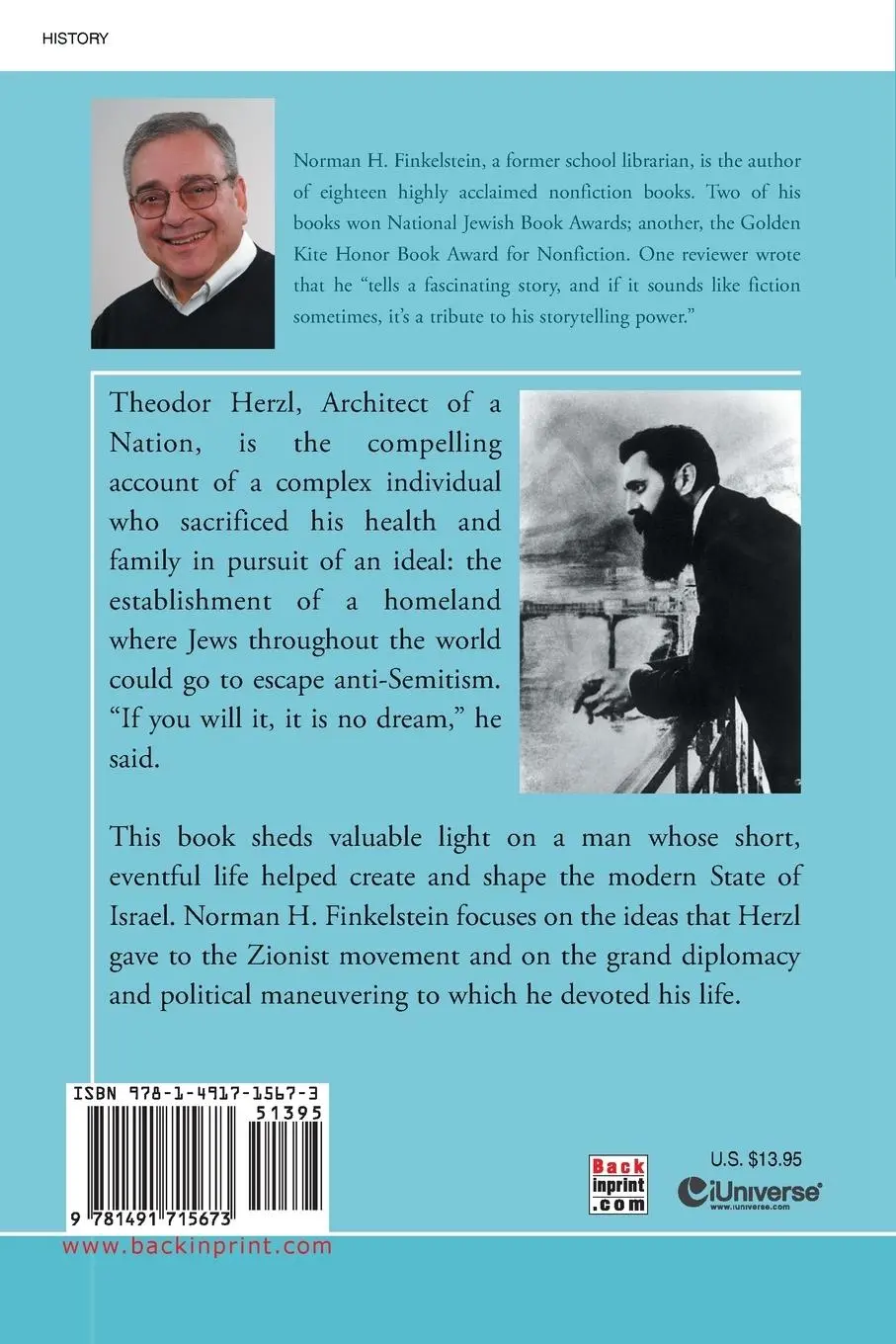 Rückseite: 9781491715673 | Theodor Herzl | Architect of a Nation | Norman H. Finkelstein | Buch