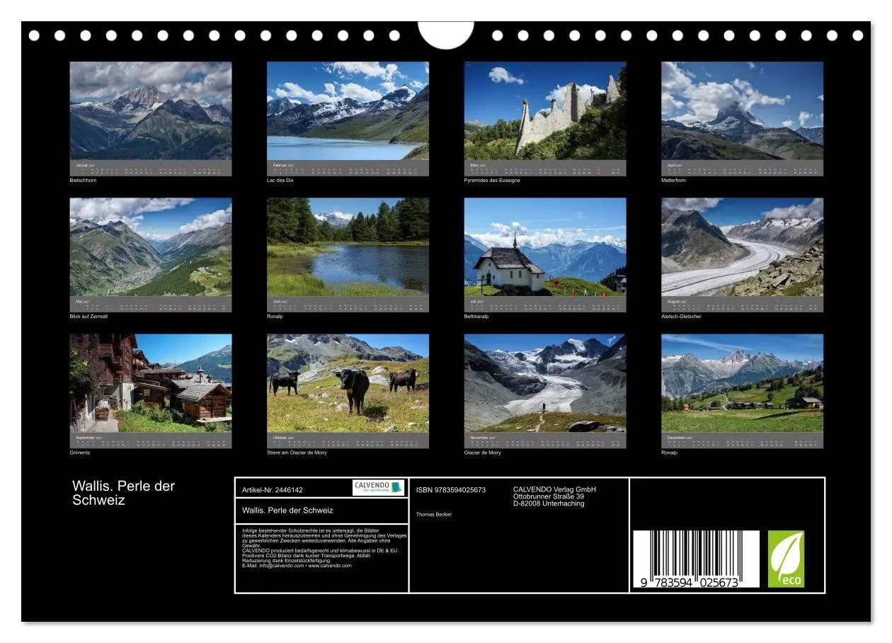 Bild: 9783594025673 | Wallis. Perle der Schweiz (Wandkalender 2027 DIN A4 quer), CALVENDO...