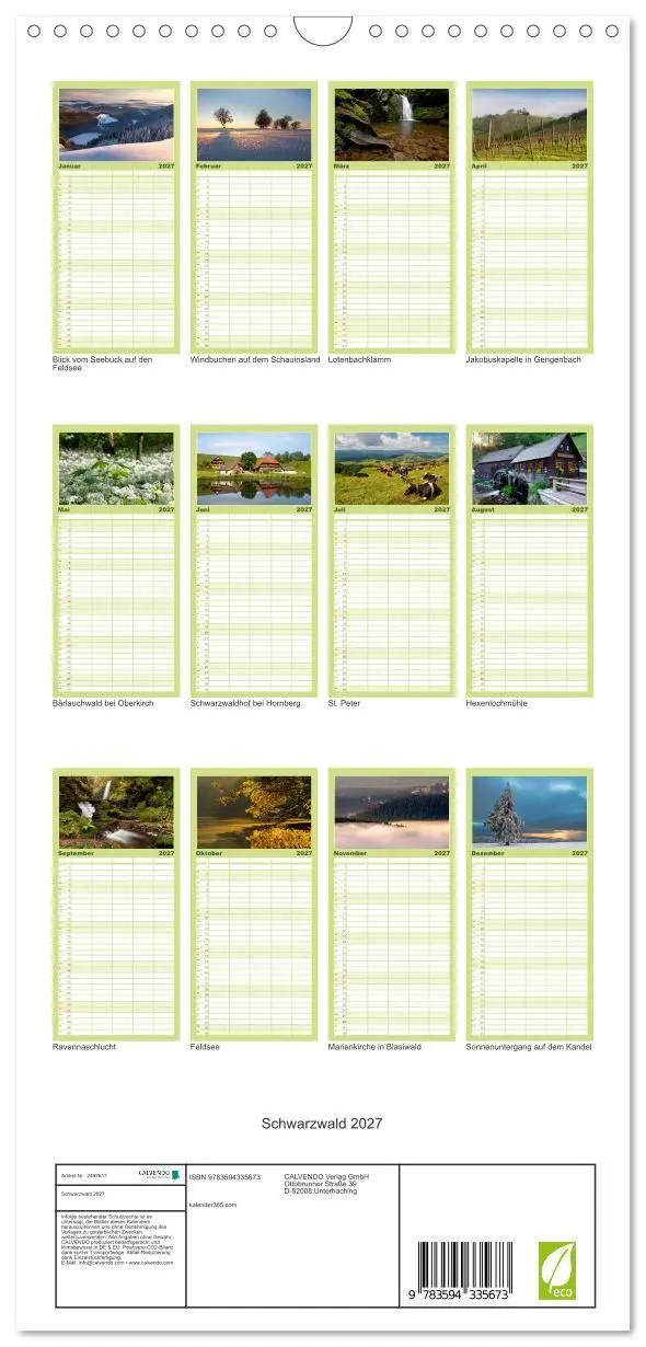 Bild: 9783594335673 | Familienplaner 2027 - Schwarzwald 2027 mit 5 Spalten (Wandkalender,...