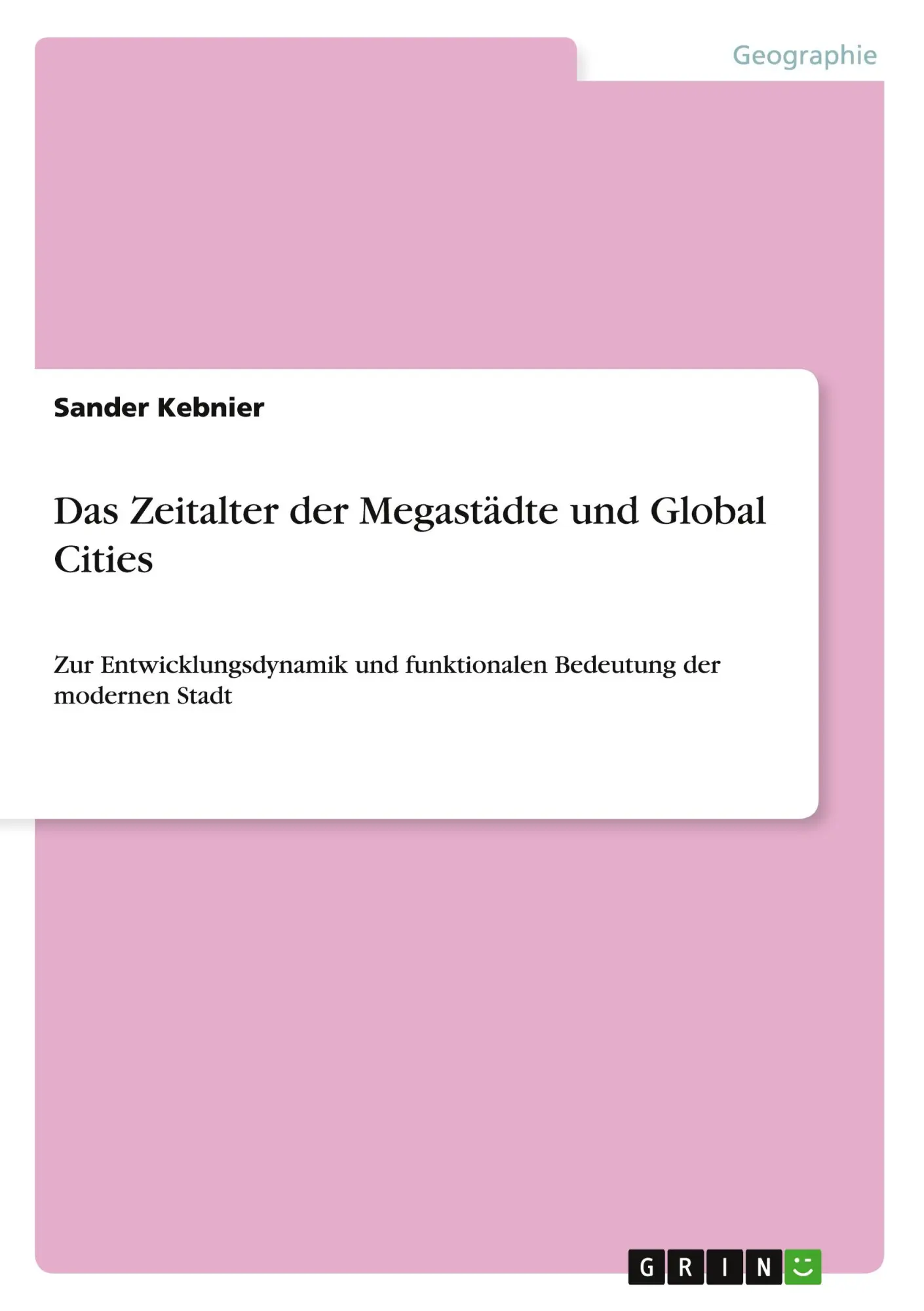 Das Zeitalter der Megastädte und Global Cities