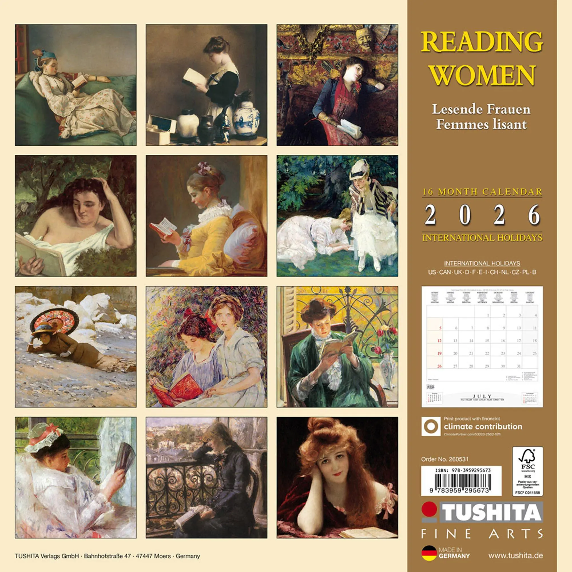 Rückseite: 9783959295673 | Reading Women 2026 | Kalender 2026 | Kalender | Tushita Fine Arts