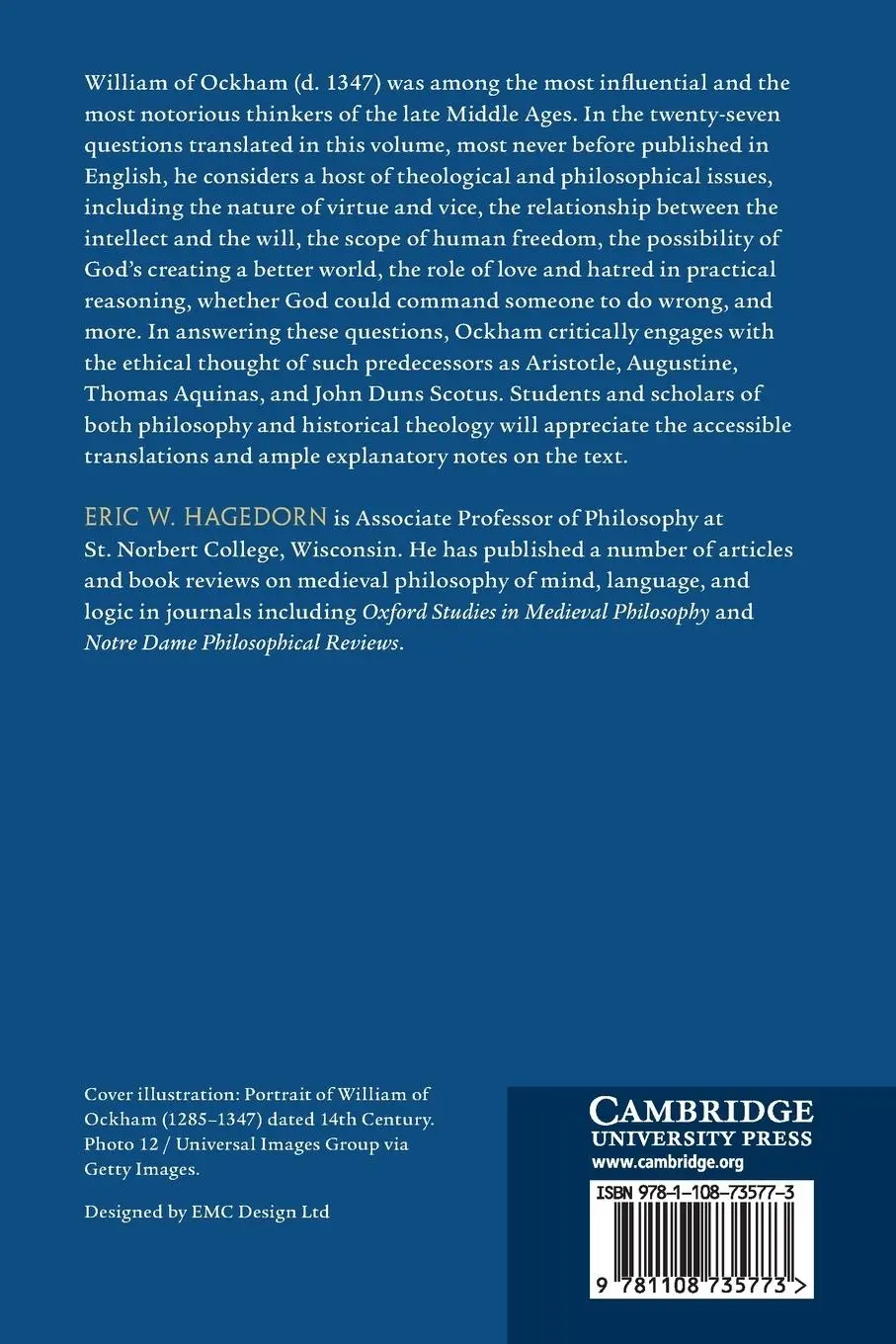 Rückseite: 9781108735773 | William of Ockham | Questions on Virtue, Goodness, and the Will | Buch