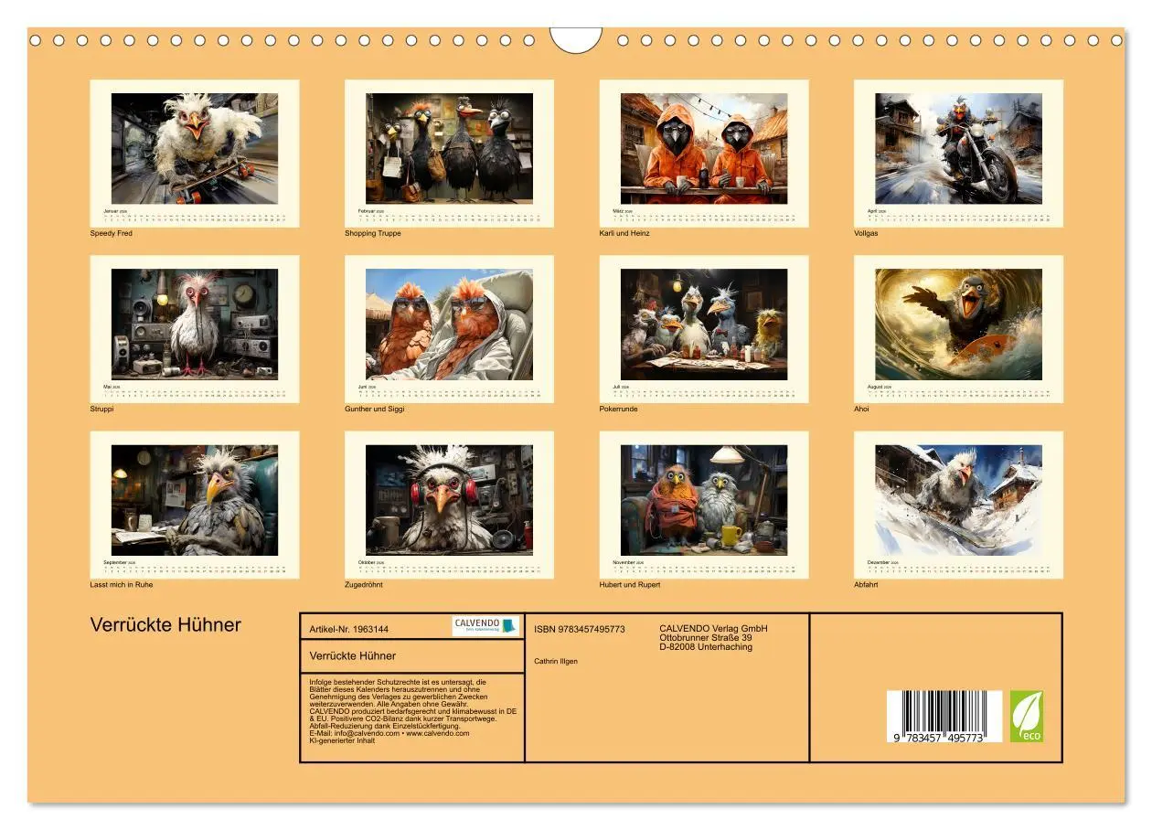 Bild: 9783457495773 | Verrückte Hühner (Wandkalender 2026 DIN A3 quer), CALVENDO...