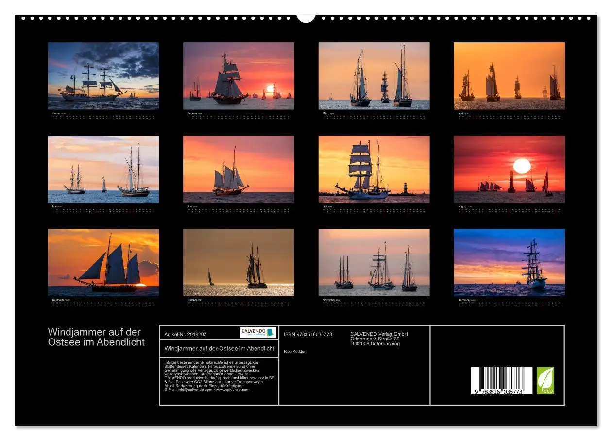 Bild: 9783516035773 | Windjammer auf der Ostsee im Abendlicht (hochwertiger Premium...