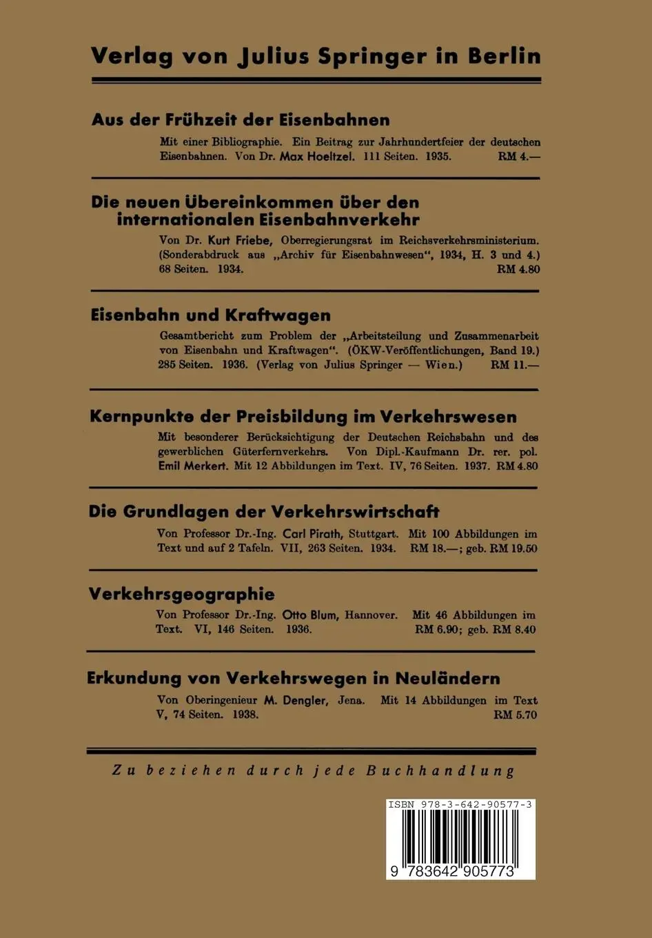 Rückseite: 9783642905773 | Die Eisenbahn im Wirtschaftsleben | Kurt Wiedenfeld | Taschenbuch