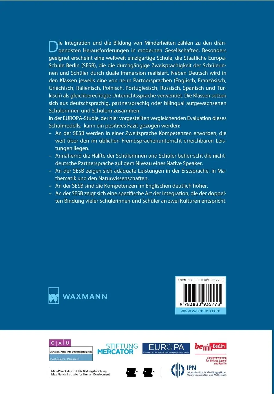 Rückseite: 9783830935773 | Erfolgreich integrieren - die Staatliche Europa-Schule Berlin | Buch
